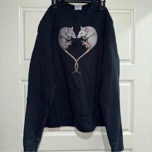 Port and Company Black Sweatshirt with Rat Design rats love small s